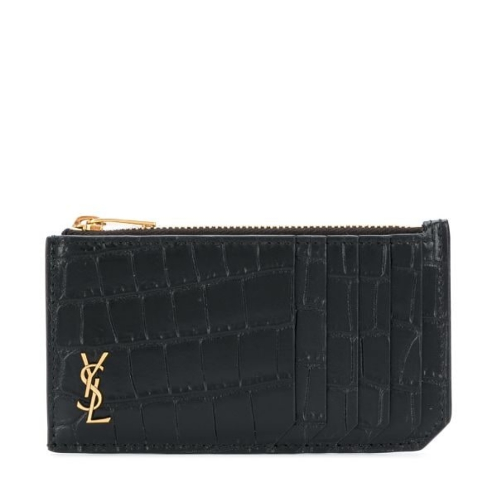 Brand NEW! YSL Saint Laurent Crocodile-Embossed Card Zipper Holder Case Wallet - Picture 7 of 12